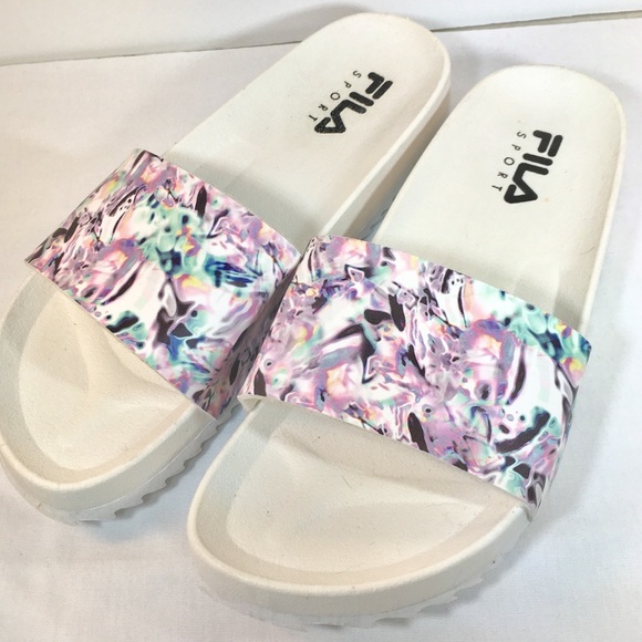 light pink fila slides